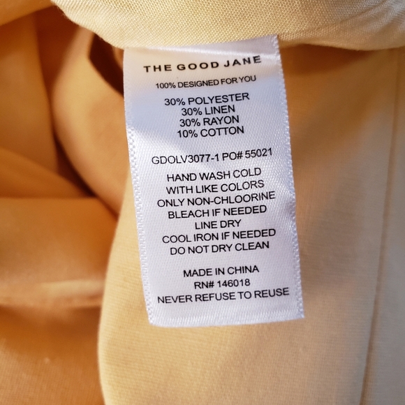 The Good Jane Yellow Linen Blend Summer Adj. Spagetti Strap Wrap Dress Sz L - Picture 14 of 14